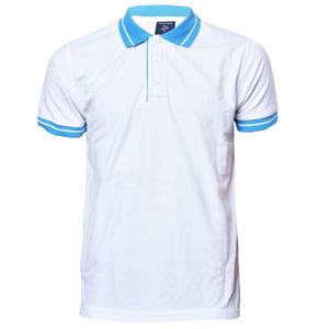 White Collar Cyan Blue Polo T-Shirts