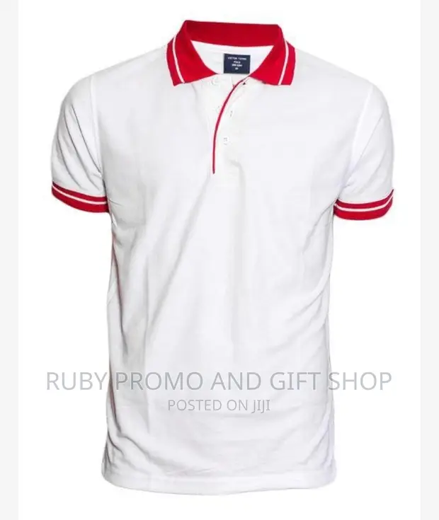White Collar Red Polo T-Shirts