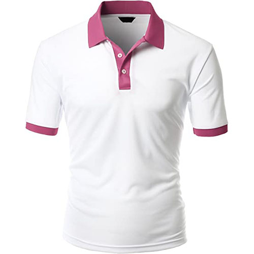 White Collar Pink Polo T-Shirts