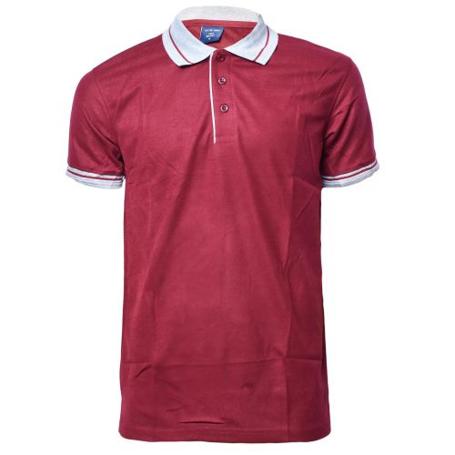 Maroon Collar White Polo T-Shirts