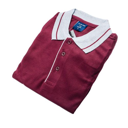 Maroon Collar Grey Polo T-Shirts