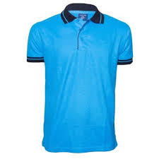 Cyan Blue Collar Black Polo T-Shirts