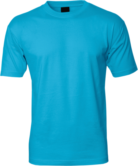 Adult Cyan Blue Round Neck T-Shirts
