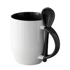 Black Toned mug with a spoon