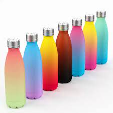 Green and White kids rainbow metallic water bottles