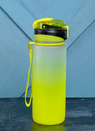 Yellow plastic water bottles