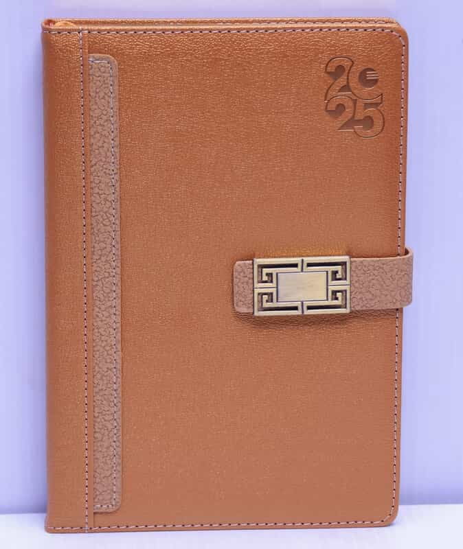 A4 Green Leather Center Buckle Diary