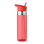 Red plastic water bottles