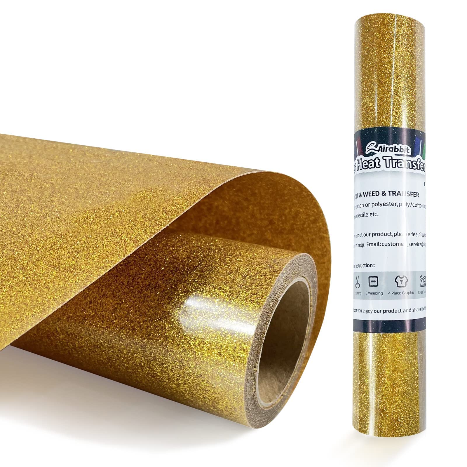 Gold Glitter HTV Heat Transfer Vinyl For T-Shirts