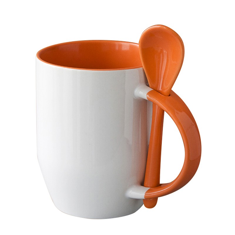 ORANGE Toned mug with a spoon