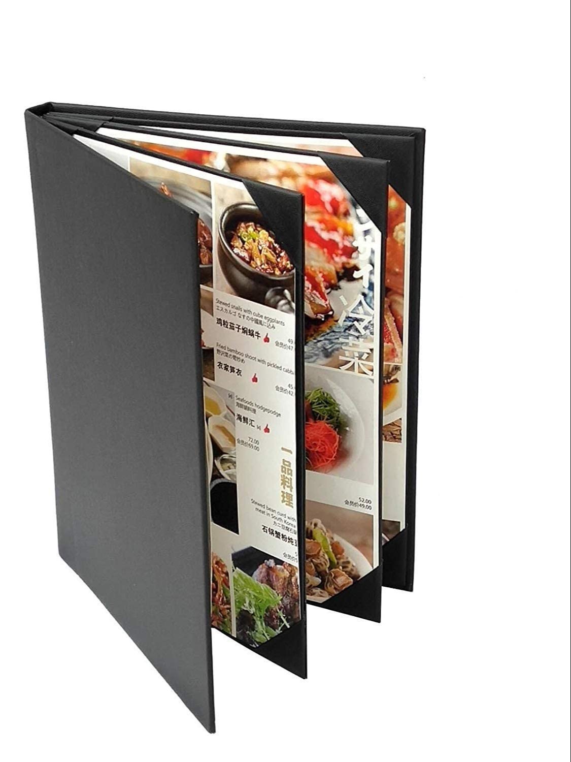 A5 Black Leather menu album