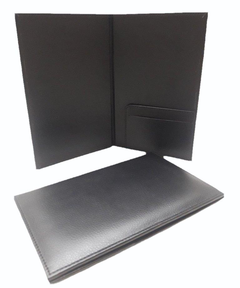 A6 Black Leather menu bill holder
